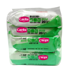 爱护Carefor 婴儿手口湿巾20片4包组